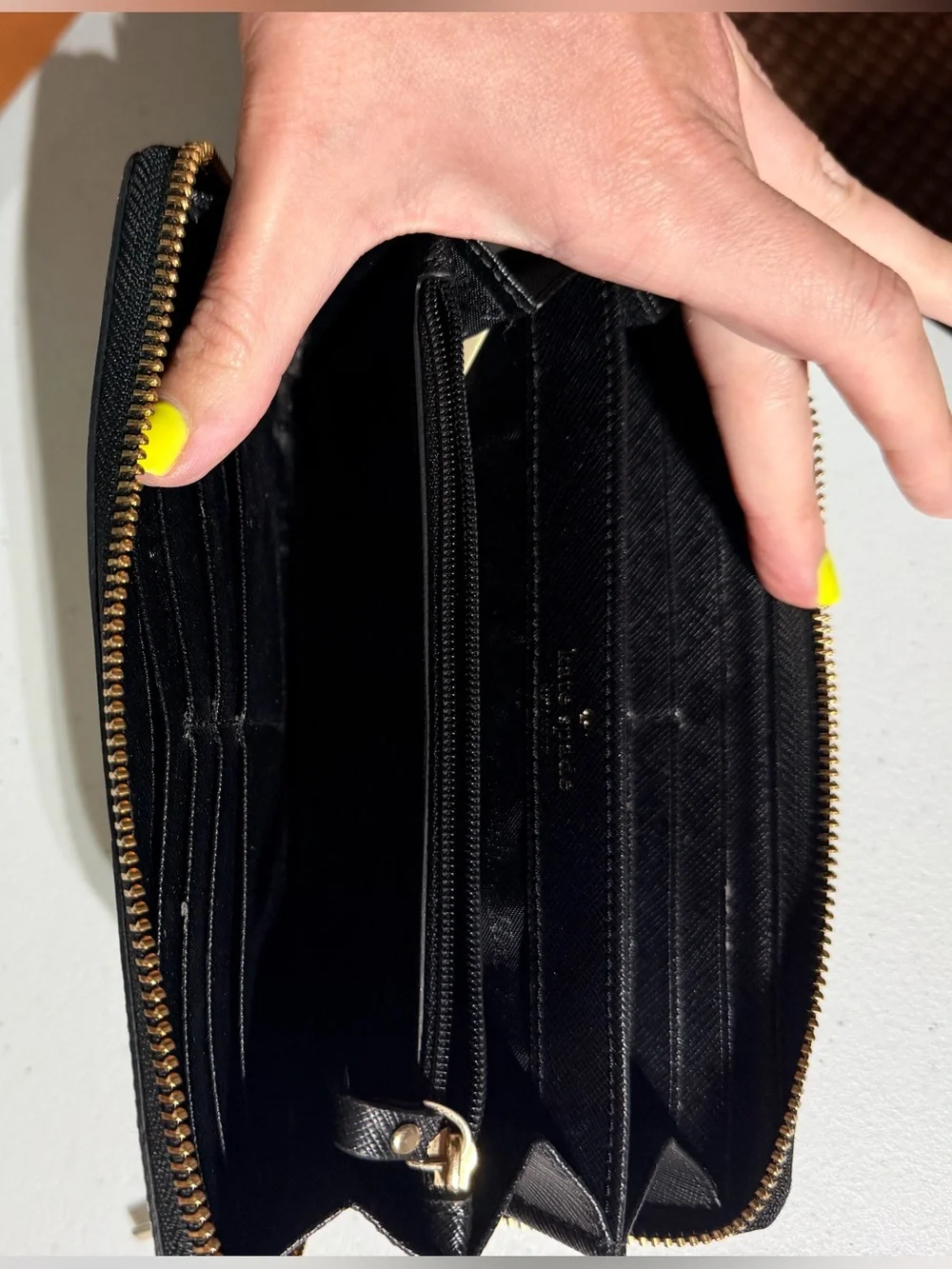 kate spade Black & Cream Striped Pineapple Zip Wallet